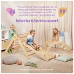 a group of kids playing with a montessori pikler traingle set wood toy